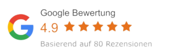 Google Bewertung 4,9 von 5 Sternen, basierend auf 80 Rezensionen